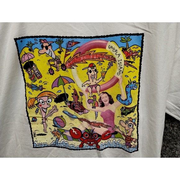 VTG 7 Up SS Uncola T Shirt Large White Surf Beach Graphic Single Stitch 90s - Picture 2 of 9